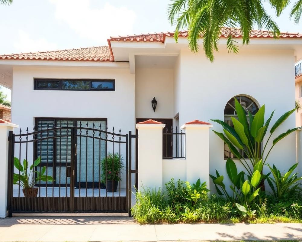Fachada de uma casa residencial com luz natural