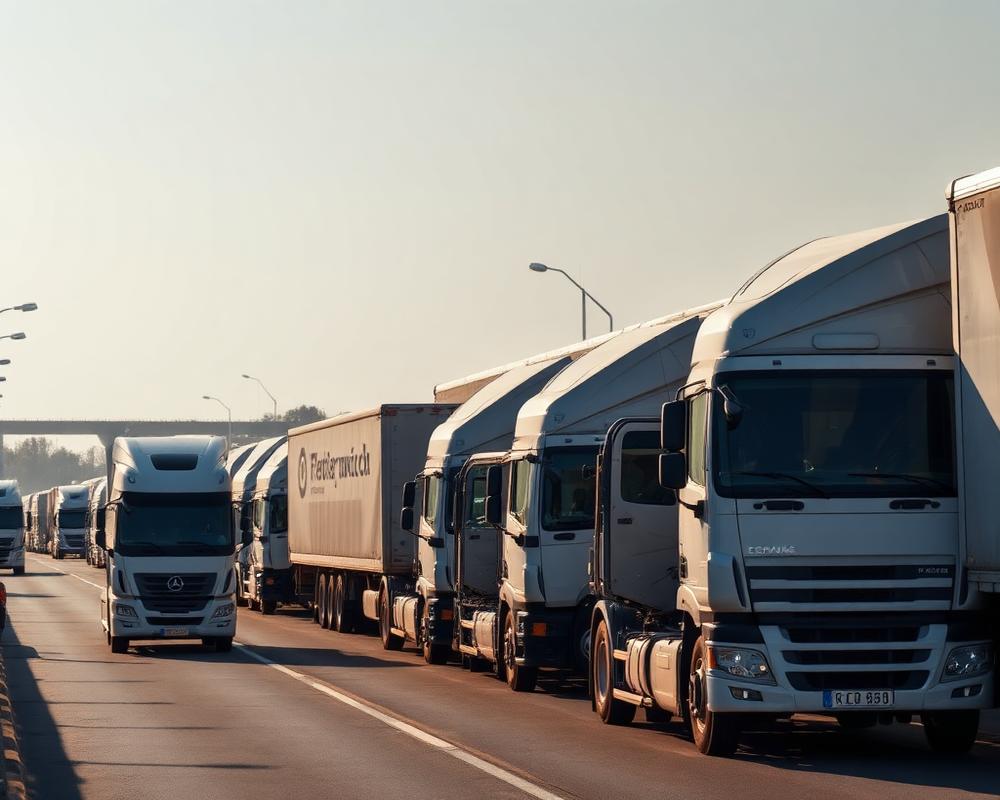 Caminhão de frota trafegando em rodovia